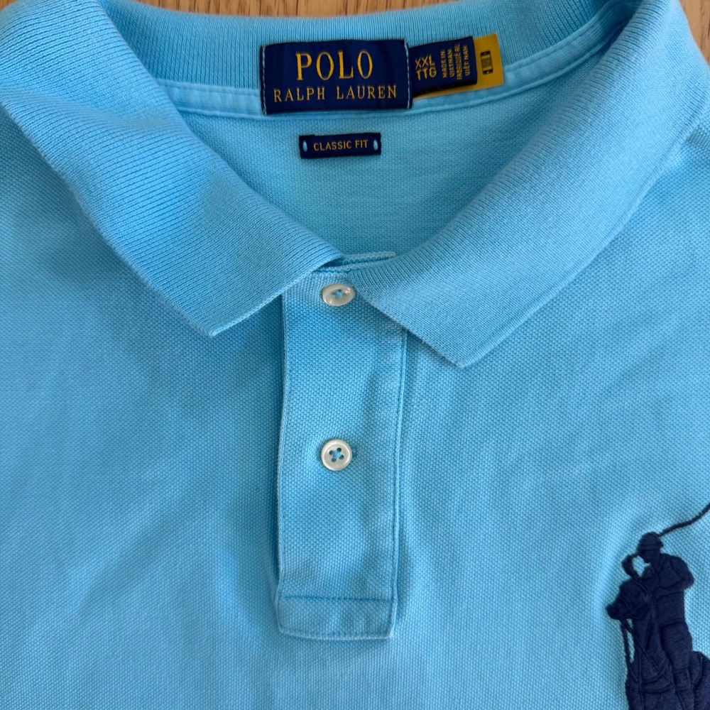 Polo Ralph Lauren Big Pony Polo Mens XXL Blue Excellent Classic Fit 3 Patch - Picture 2 of 7
